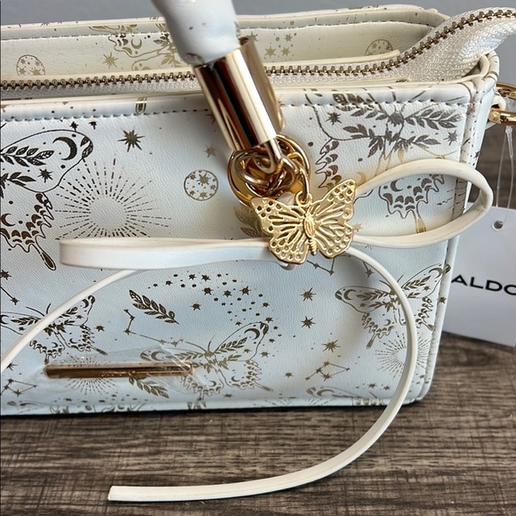 Aldo Gorgeous White & Gold Shimmery Mini Bag with Charm and Crossbody Strap✨ - Picture 5 of 14